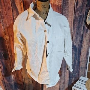 White Button-Up Courdoury Shirt Size Medium